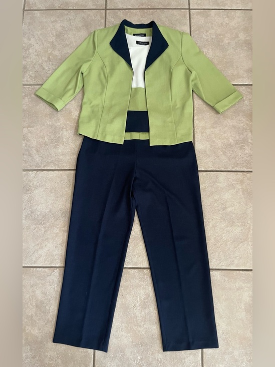 Perceptions Pants - VTG Perceptions Lime Green, Navy, & White Three-Piece Pant Suit, Size 12P